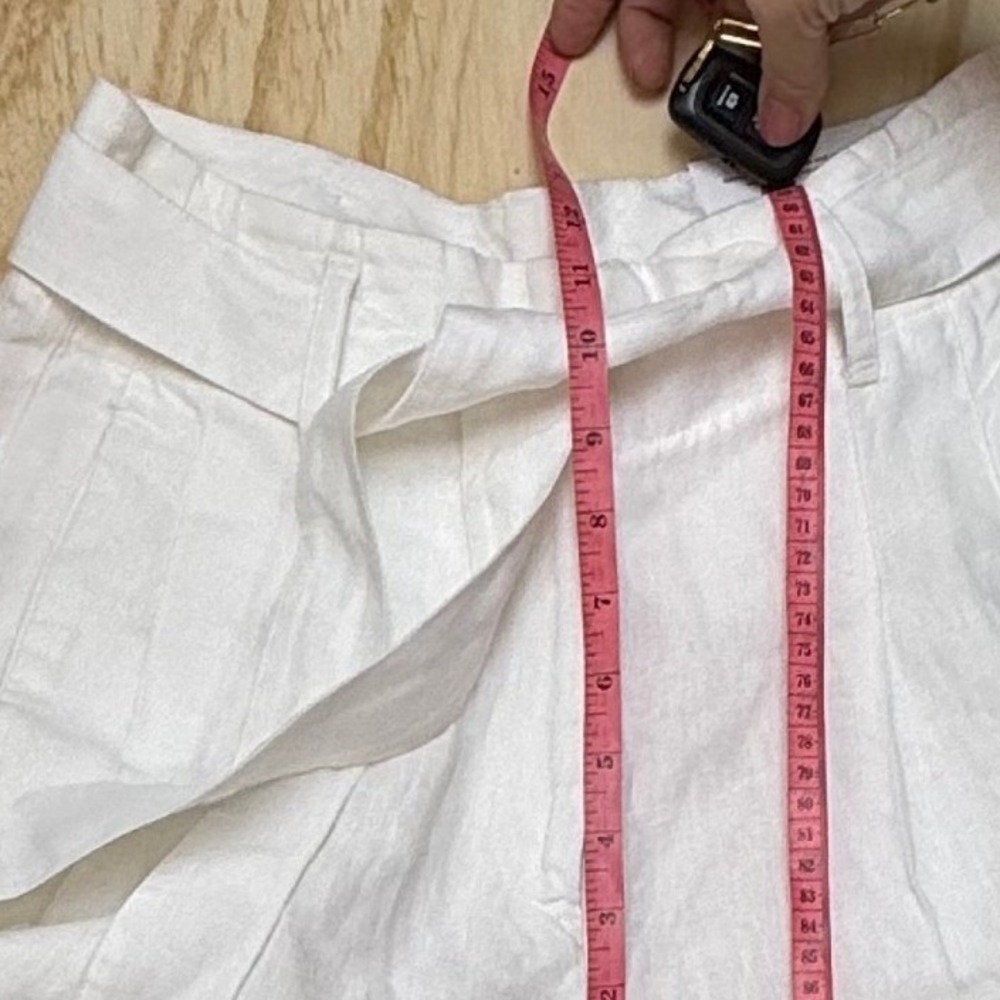 Chicos White 100% Linen Wide Leg Belted Trousers Pants Size 00R US 2R High Rise - Picture 7 of 9
